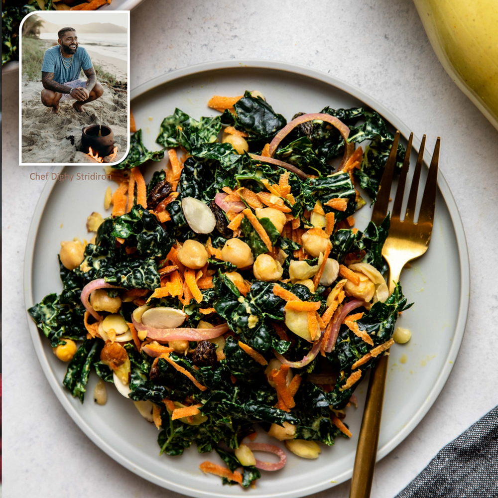 Toasted Chickpeas and Curried Kale Recipe by Chef Digby Stridiron